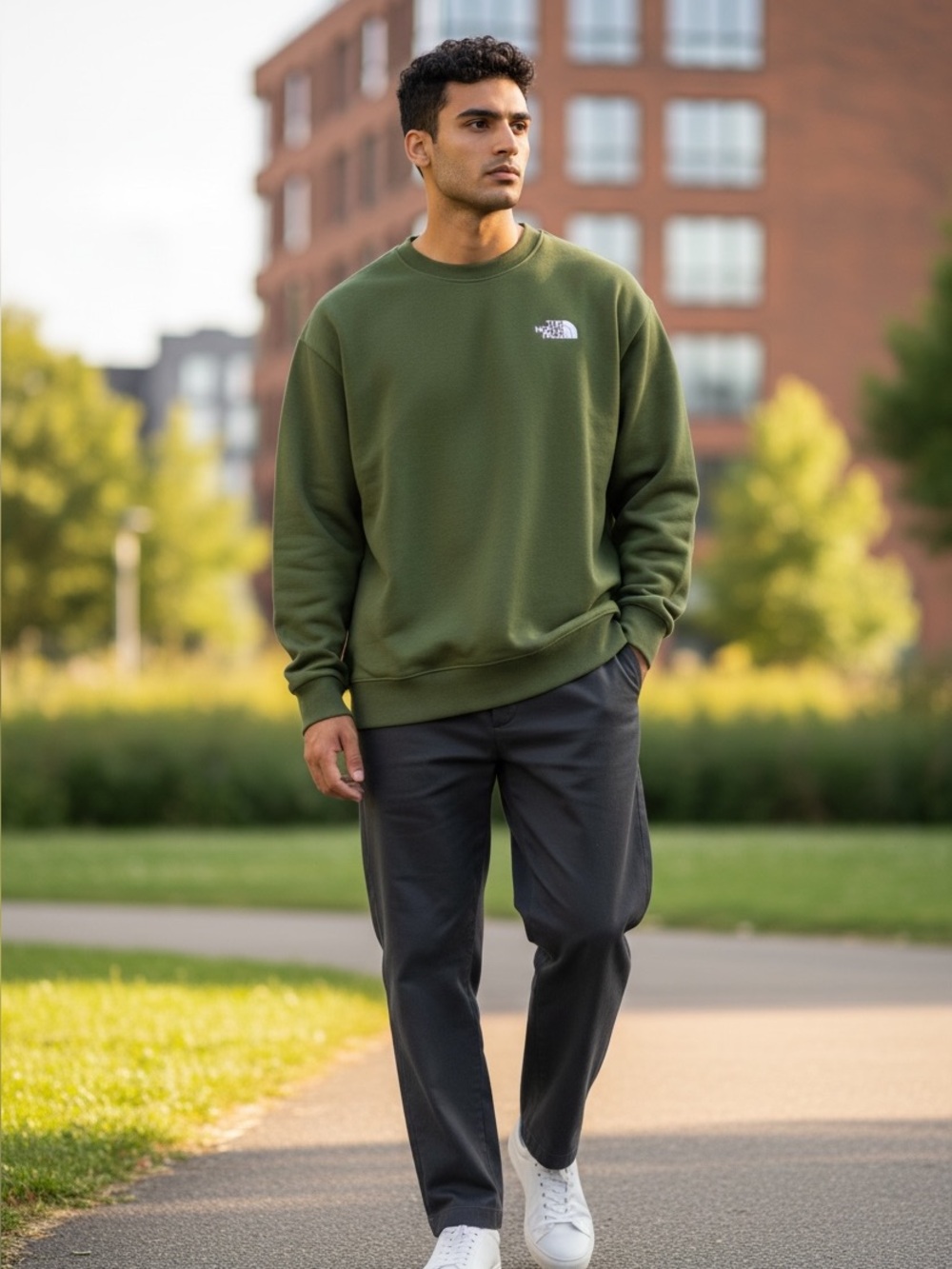 The North Face Evolution Simple Dome Crewneck Sweatshirt Green Sz L